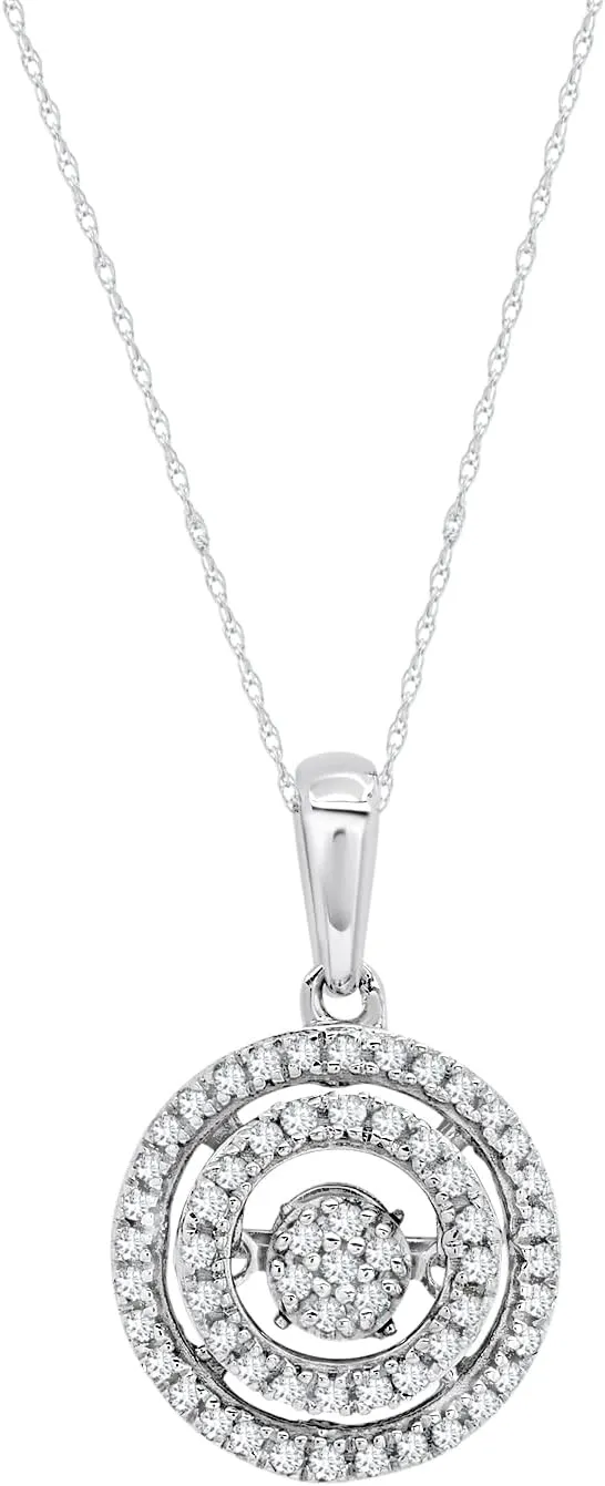 MAX   STONE Dancing Diamond Necklace for Women | Sterling Silver Pendant With 18 Inch Chain | Real Diamond Jewelry