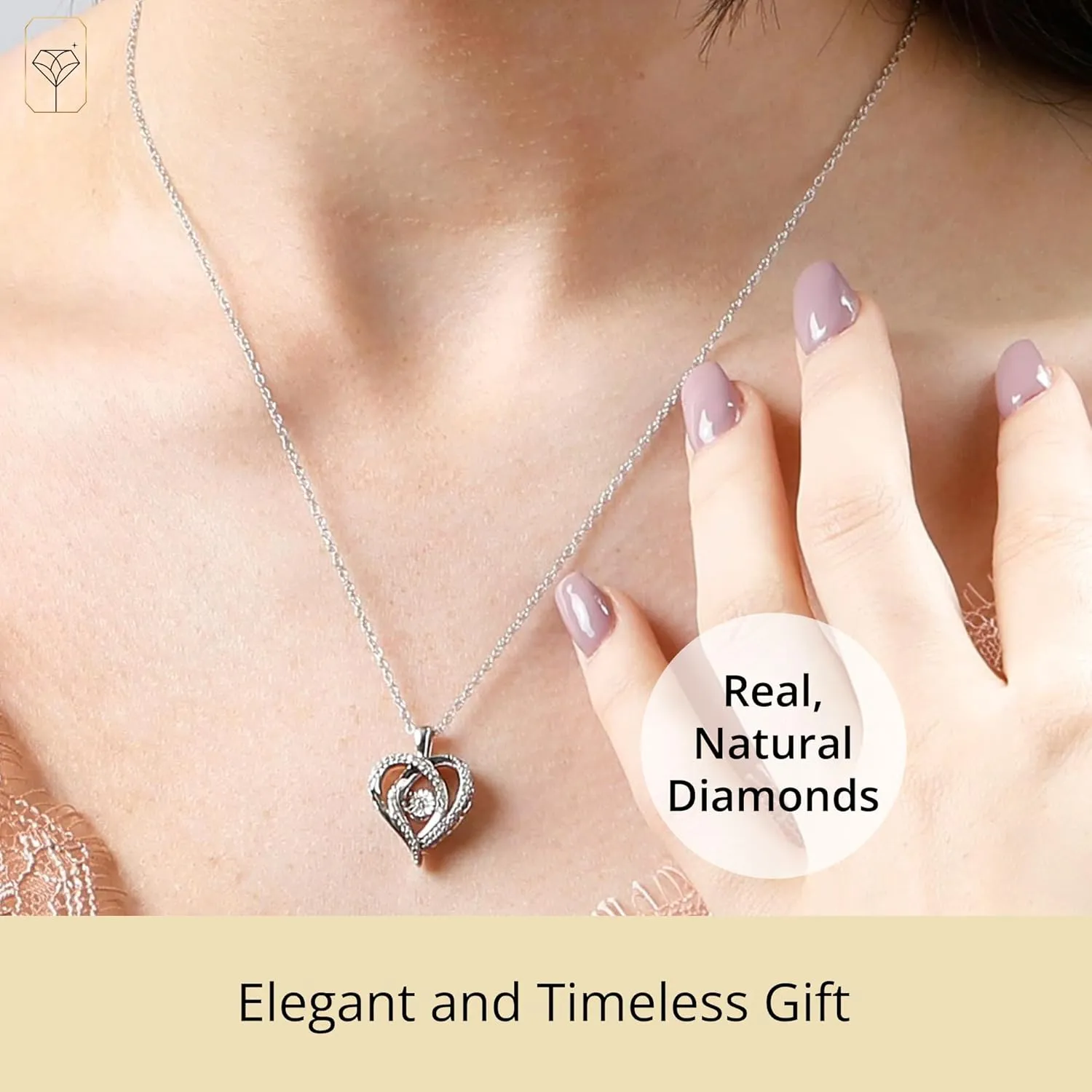 MAX   STONE Dancing Diamond Necklace for Women | Sterling Silver Pendant With 18 Inch Chain | Real Diamond Jewelry