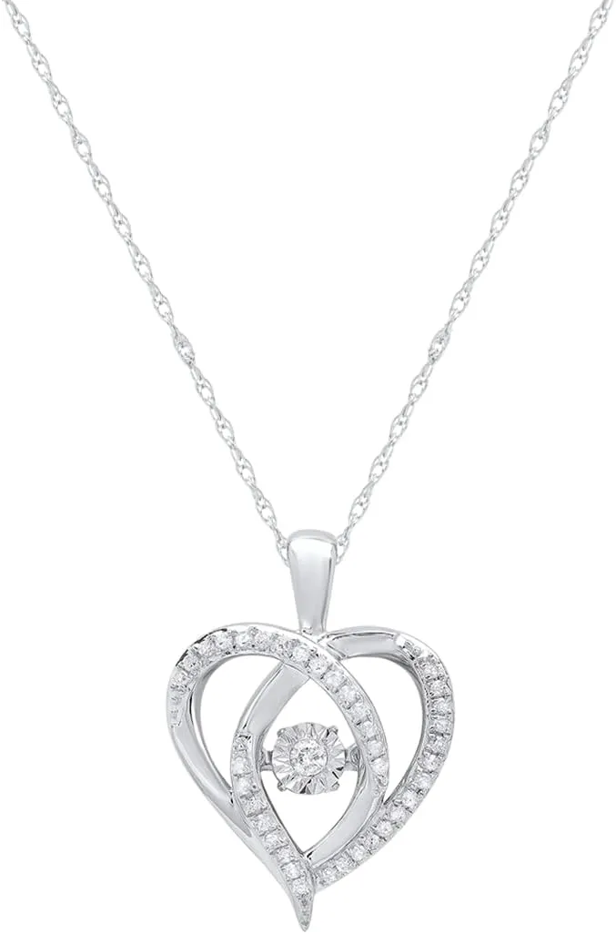 MAX   STONE Dancing Diamond Necklace for Women | Sterling Silver Pendant With 18 Inch Chain | Real Diamond Jewelry