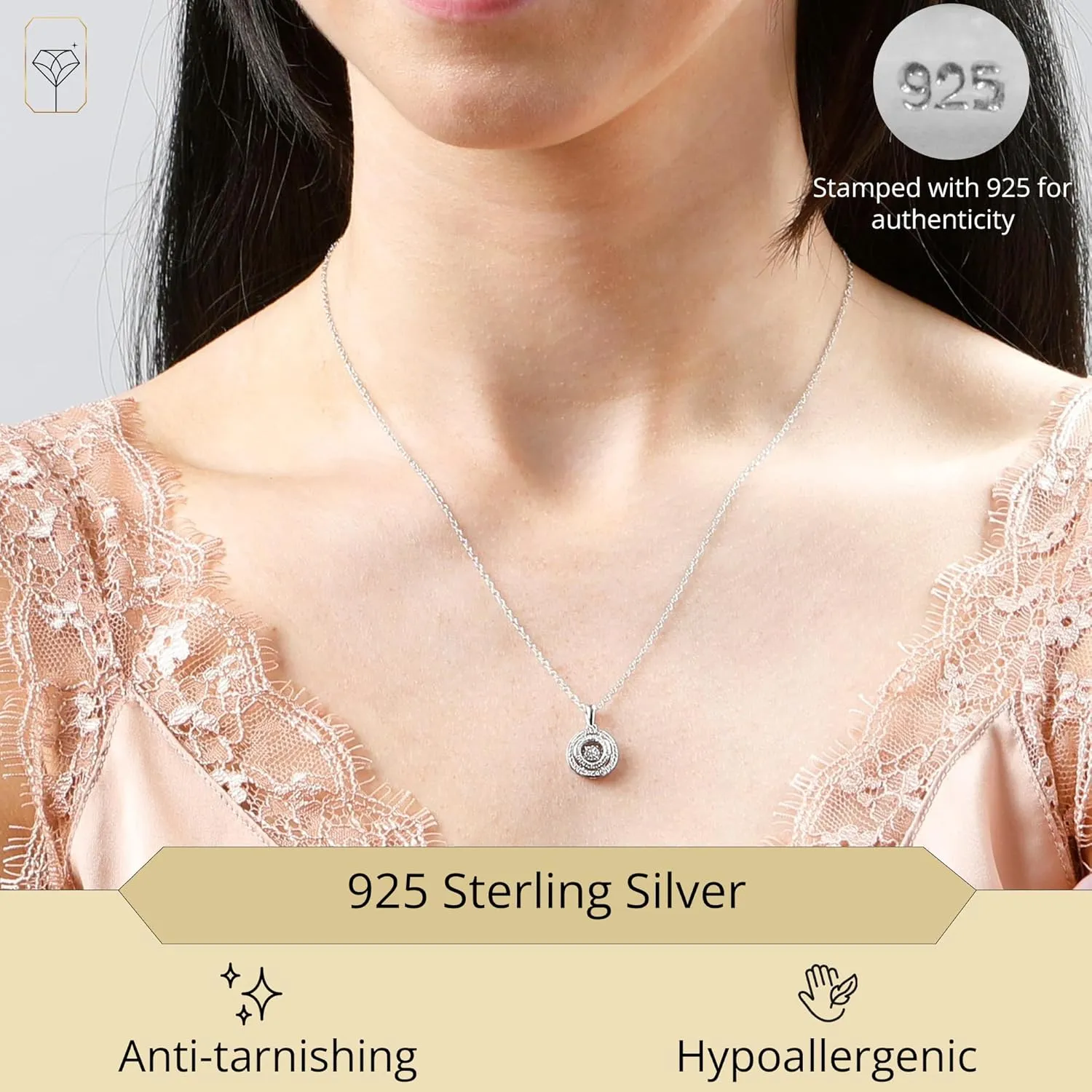 MAX   STONE Dancing Diamond Necklace for Women | Sterling Silver Pendant With 18 Inch Chain | Real Diamond Jewelry