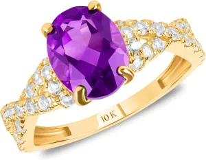 MAX   STONE Solid 10K Gold Gemstone Rings for Women| Birthstone Rings in Size 6 to 8 | Anti Tarnishing Real 10kt Gold Statement Cocktail Ring with Gift Box