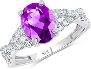 MAX   STONE Solid 10K Gold Gemstone Rings for Women| Birthstone Rings in Size 6 to 8 | Anti Tarnishing Real 10kt Gold Statement Cocktail Ring with Gift Box