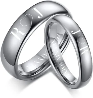 MEALGUET Personalized Couple Rings,Custom Engrave Tungsten/Stainless Steel His and Her Matching Promise Wedding Ring Set for Men Women,Custom Spinner Rings,Gifts for Valentine's Day
