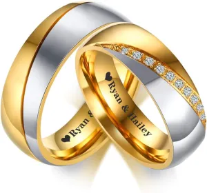 MEALGUET Personalized Couple Rings,Custom Engrave Tungsten/Stainless Steel His and Her Matching Promise Wedding Ring Set for Men Women,Custom Spinner Rings,Gifts for Valentine's Day