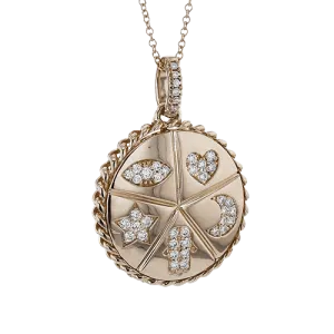Medallion Pendant Necklace in 18k Gold with Diamonds LP4907 WHITE 18K X ROSE