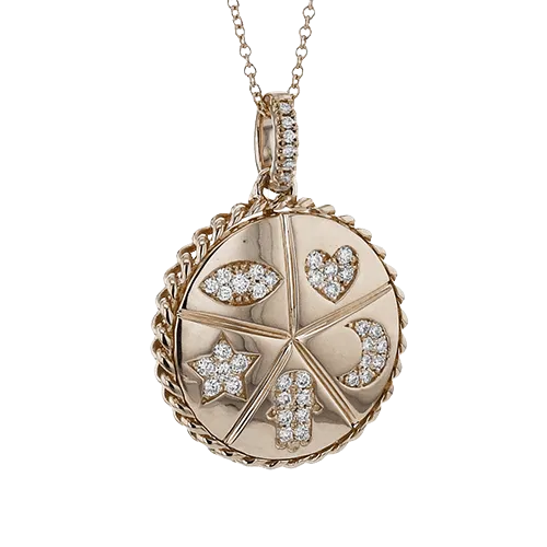 Medallion Pendant Necklace in 18k Gold with Diamonds LP4907 WHITE 18K X ROSE