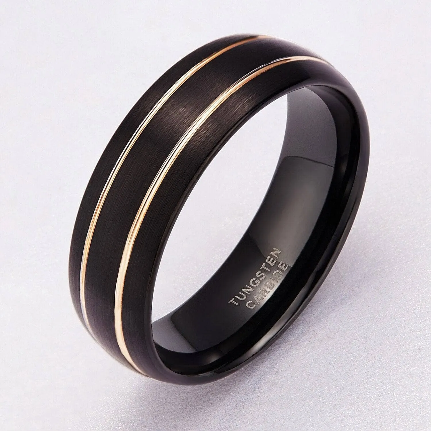 Men's 8mm Black Dome Tungsten Wedding Band