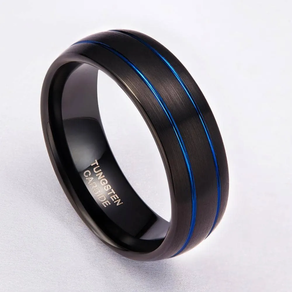 Men's 8mm Black Dome Tungsten Wedding Band
