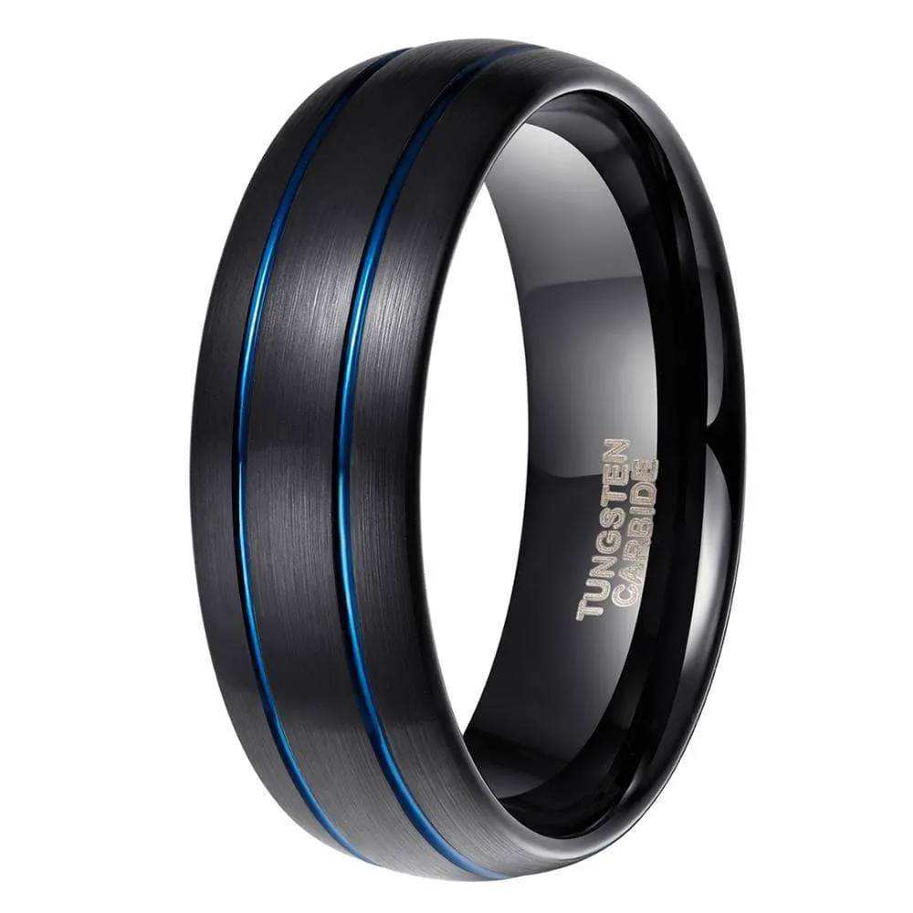 Men's 8mm Black Dome Tungsten Wedding Band