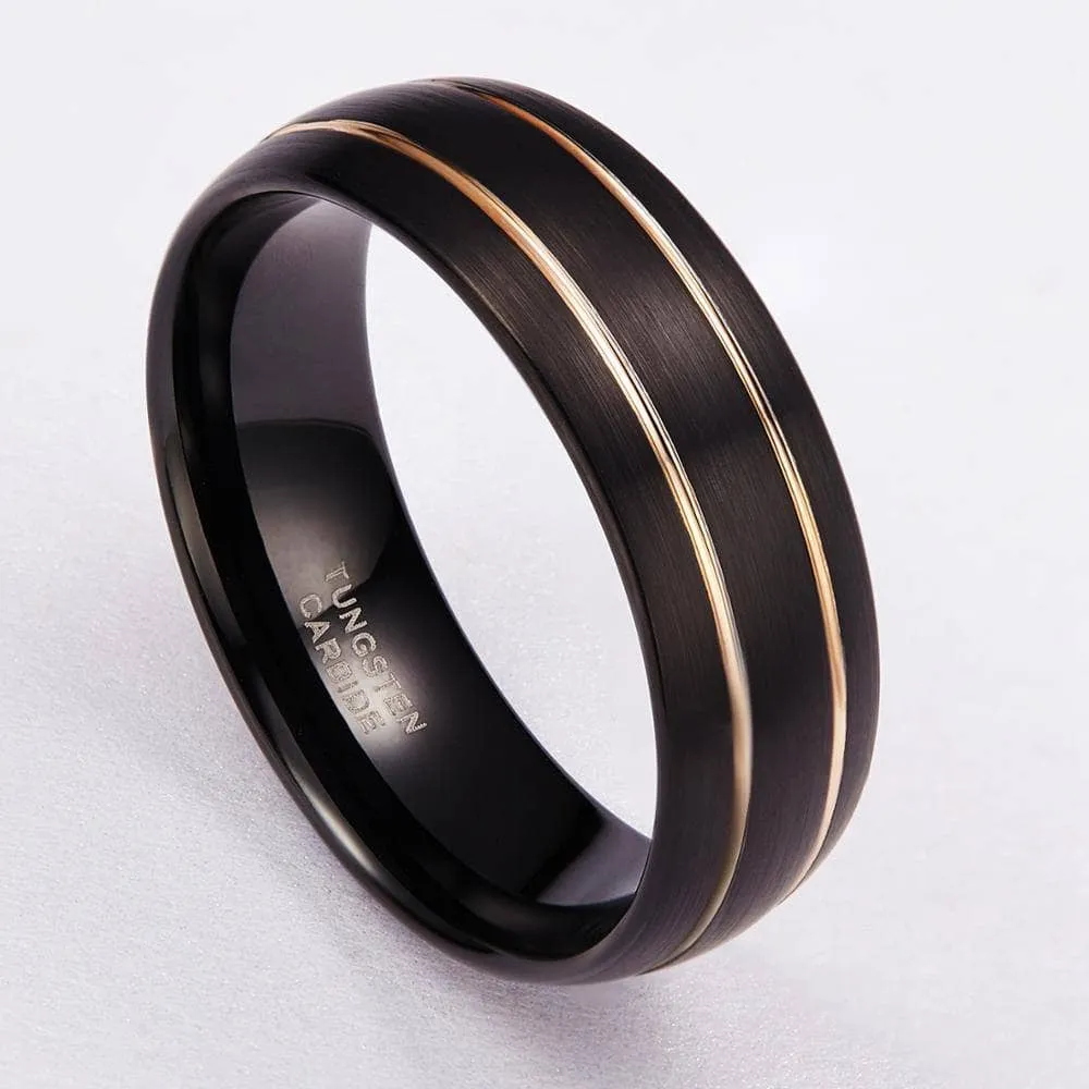 Men's 8mm Black Dome Tungsten Wedding Band