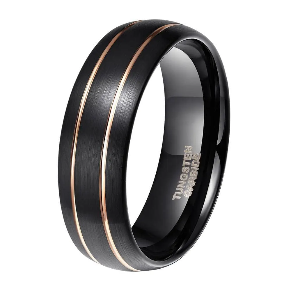 Men's 8mm Black Dome Tungsten Wedding Band