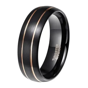Men's 8mm Black Dome Tungsten Wedding Band