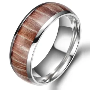 Men's 8mm Titanium Wedding Band with Wood Inlay