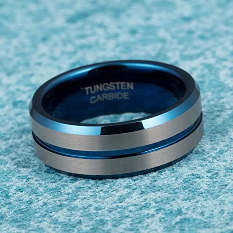 Men's Tungsten Carbide Groove Wedding Band
