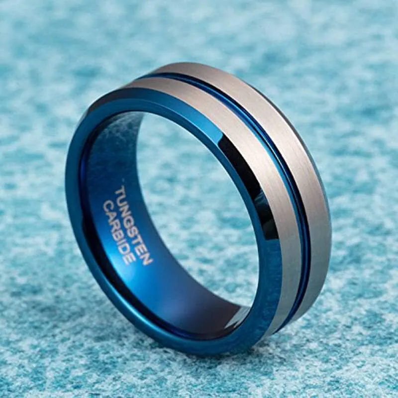 Men's Tungsten Carbide Groove Wedding Band