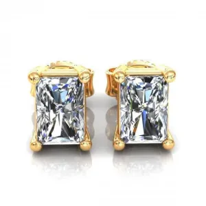 Mesmerizing 0.50CT Radiant Cut Diamond Stud Earrings in 14KT Yellow Gold