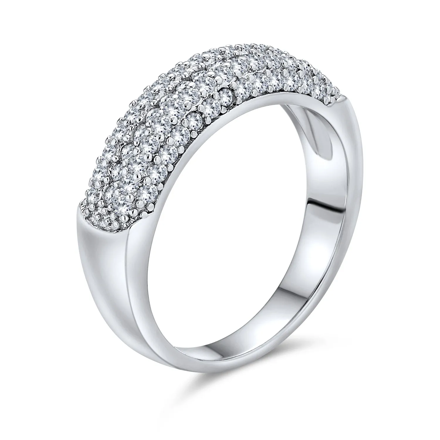 Micro Pave Pink Cubic Zirconia Cocktail Statement Ring Rose Gold Sterling Silver