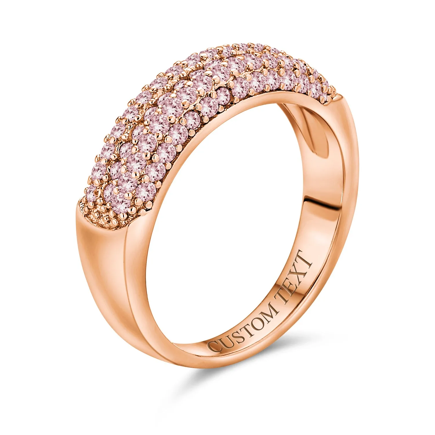 Micro Pave Pink Cubic Zirconia Cocktail Statement Ring Rose Gold Sterling Silver
