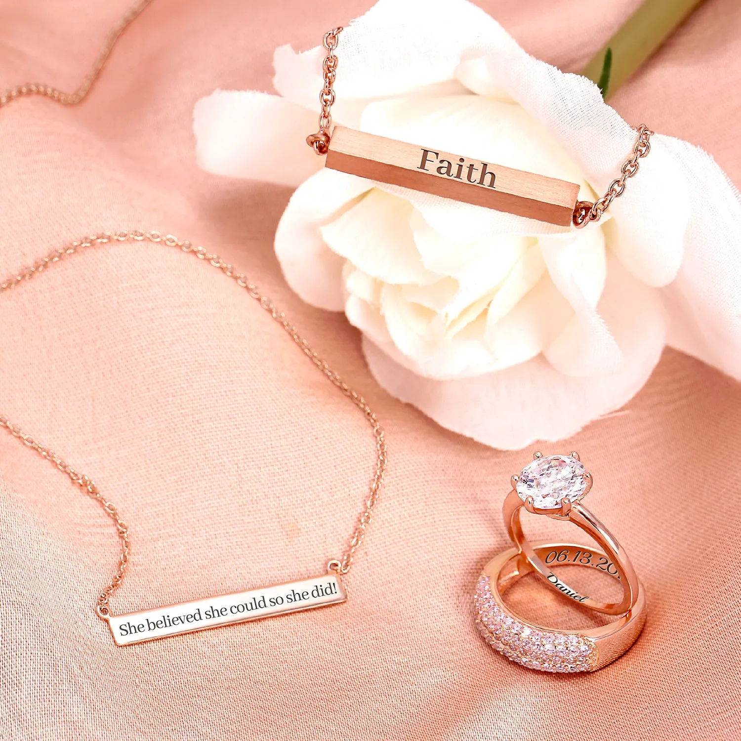 Micro Pave Pink Cubic Zirconia Cocktail Statement Ring Rose Gold Sterling Silver
