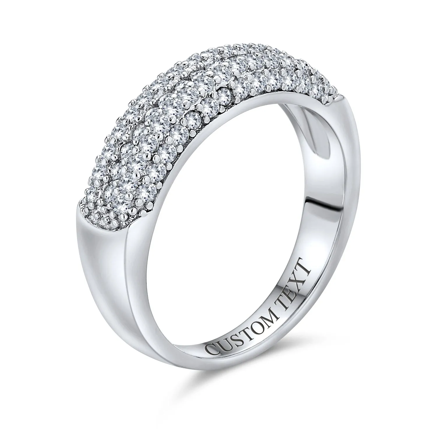 Micro Pave Pink Cubic Zirconia Cocktail Statement Ring Rose Gold Sterling Silver