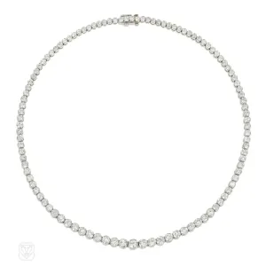 Mid-Century diamond and platinum rivière necklace