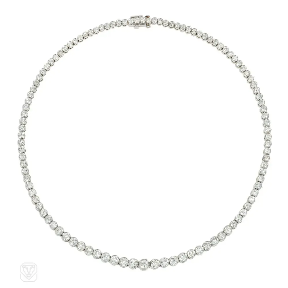 Mid-Century diamond and platinum rivière necklace