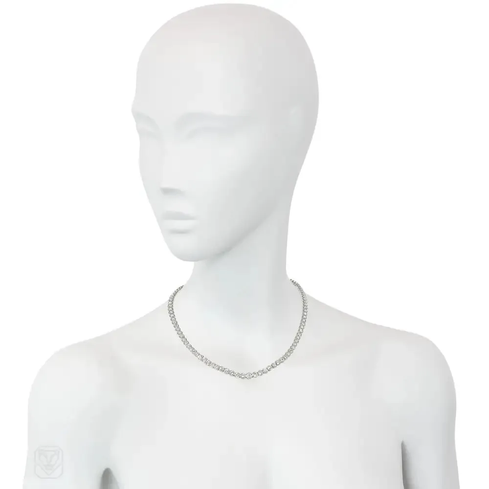 Mid-Century diamond and platinum rivière necklace