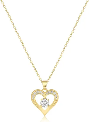 MIDEEO Diamond Necklaces for Women,Dainty 14k Gold Plated/Sterling Silver Choker Love Heart Gold Necklace Simple CZ Jewelry Silver Necklaces for Women Trendy Gifts
