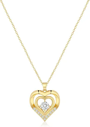 MIDEEO Diamond Necklaces for Women,Dainty 14k Gold Plated/Sterling Silver Choker Love Heart Gold Necklace Simple CZ Jewelry Silver Necklaces for Women Trendy Gifts
