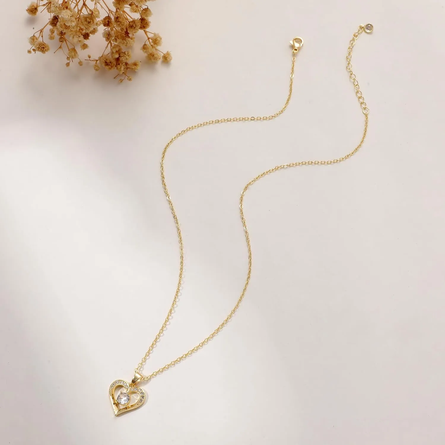 MIDEEO Diamond Necklaces for Women,Dainty 14k Gold Plated/Sterling Silver Choker Love Heart Gold Necklace Simple CZ Jewelry Silver Necklaces for Women Trendy Gifts