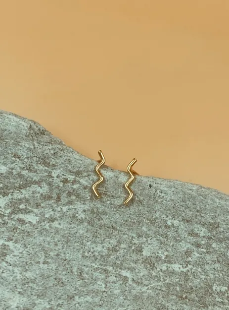 Mie Family Gold Plated Sterling Silver Wave Studs