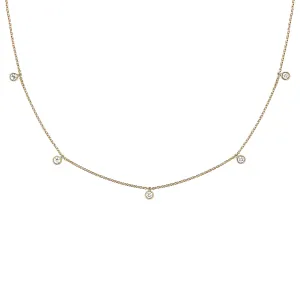 Mini Choker Bezel 18K Gold Necklace w. Diamonds