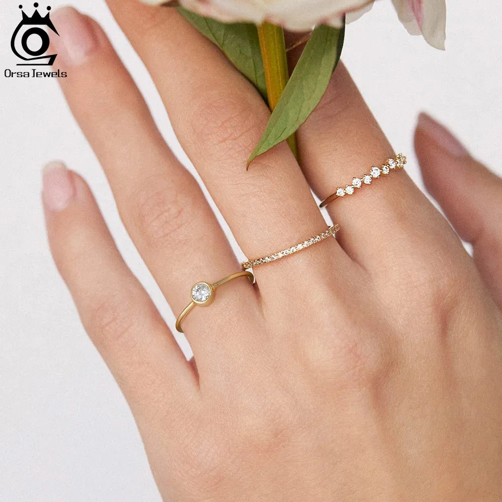 Minimalism Silver 925 Tiny Rings with Zirconia for Women