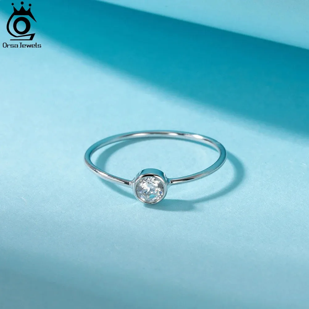 Minimalism Silver 925 Tiny Rings with Zirconia for Women