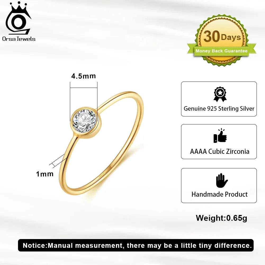 Minimalism Silver 925 Tiny Rings with Zirconia for Women
