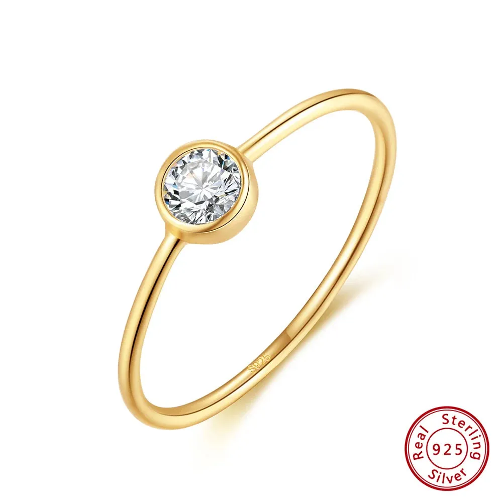 Minimalism Silver 925 Tiny Rings with Zirconia for Women