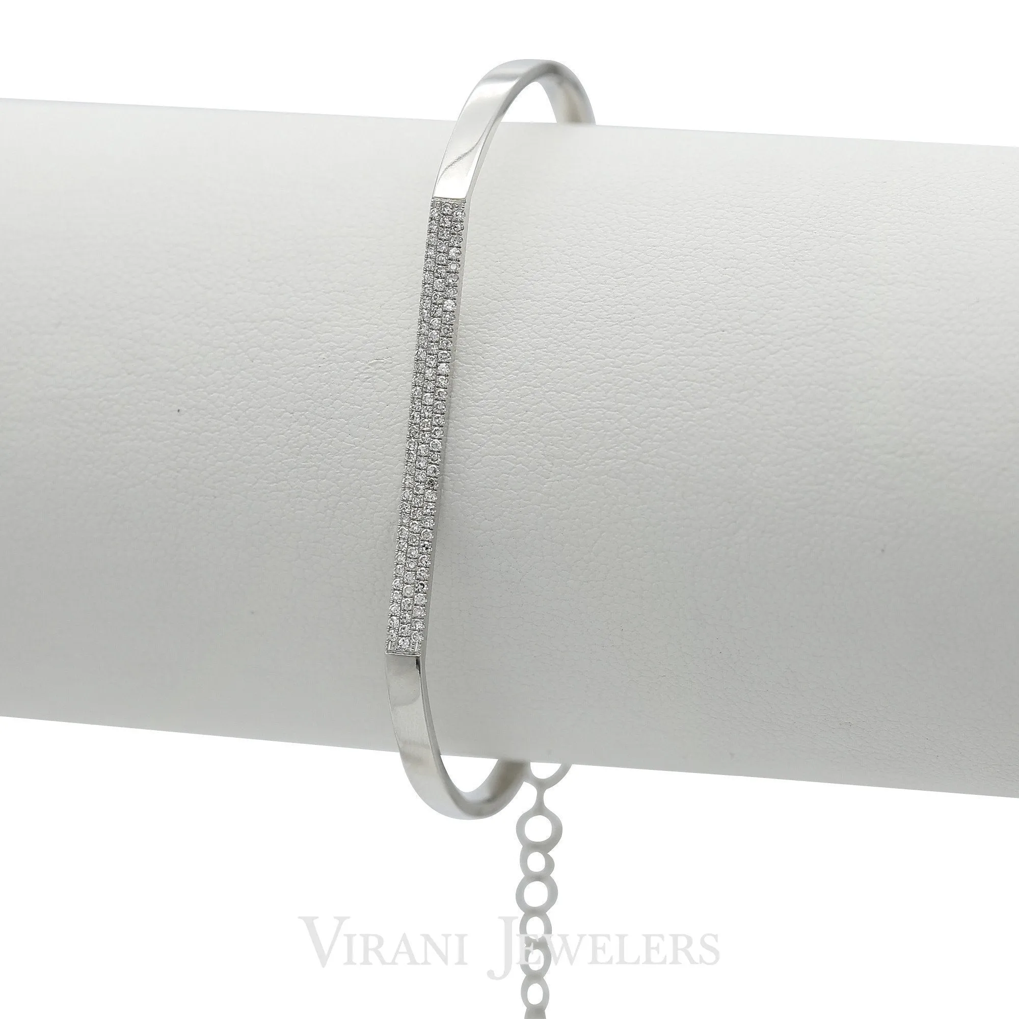Minimalist 0.3CT Round Brilliant Diamond Bangle Set in 14K White Gold W/ Lobster Clasp