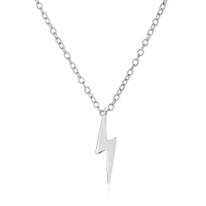 Minimalist Geometric Lightning Bolt Pendant Necklace with CZ in Gold Plated Silver