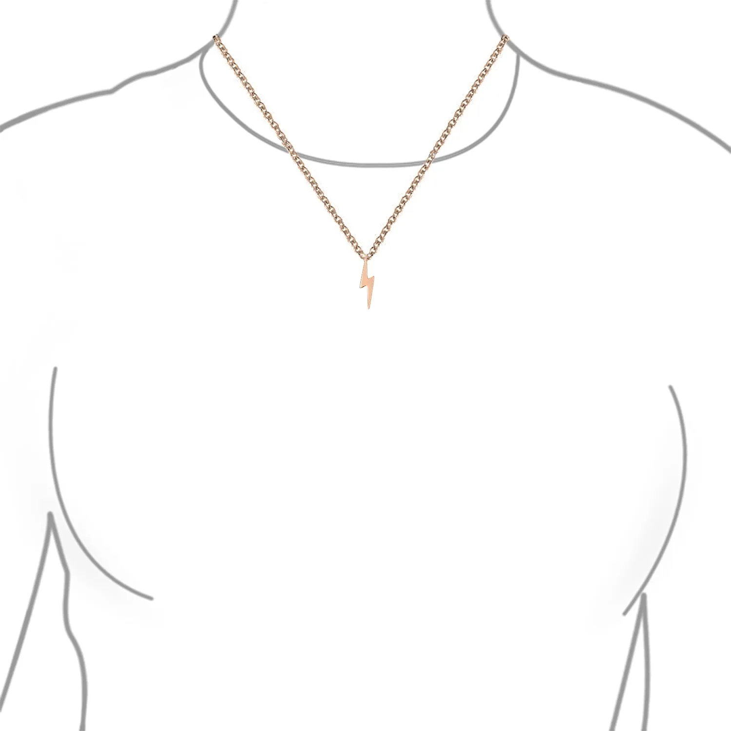 Minimalist Geometric Lightning Bolt Pendant Necklace with CZ in Gold Plated Silver