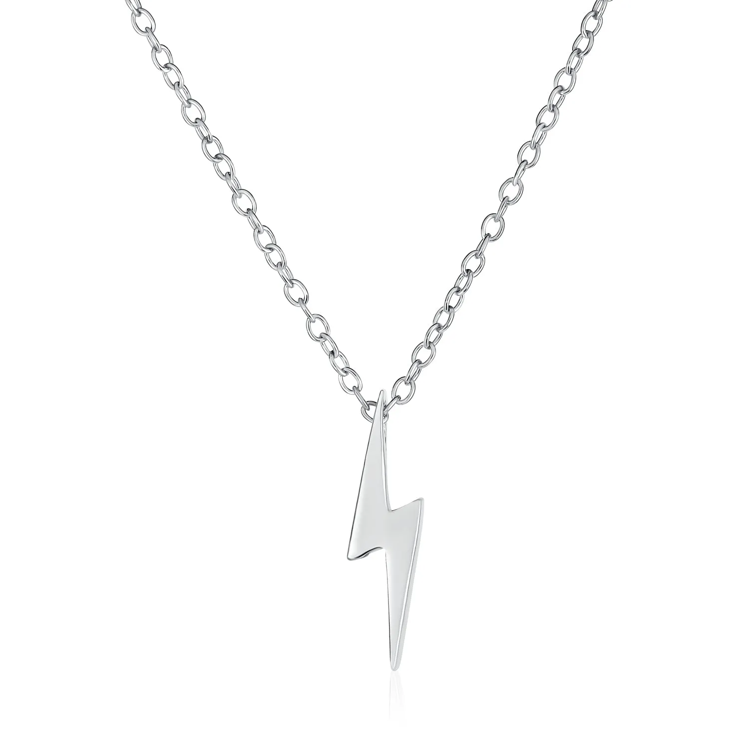 Minimalist Geometric Lightning Bolt Pendant Necklace with CZ in Gold Plated Silver