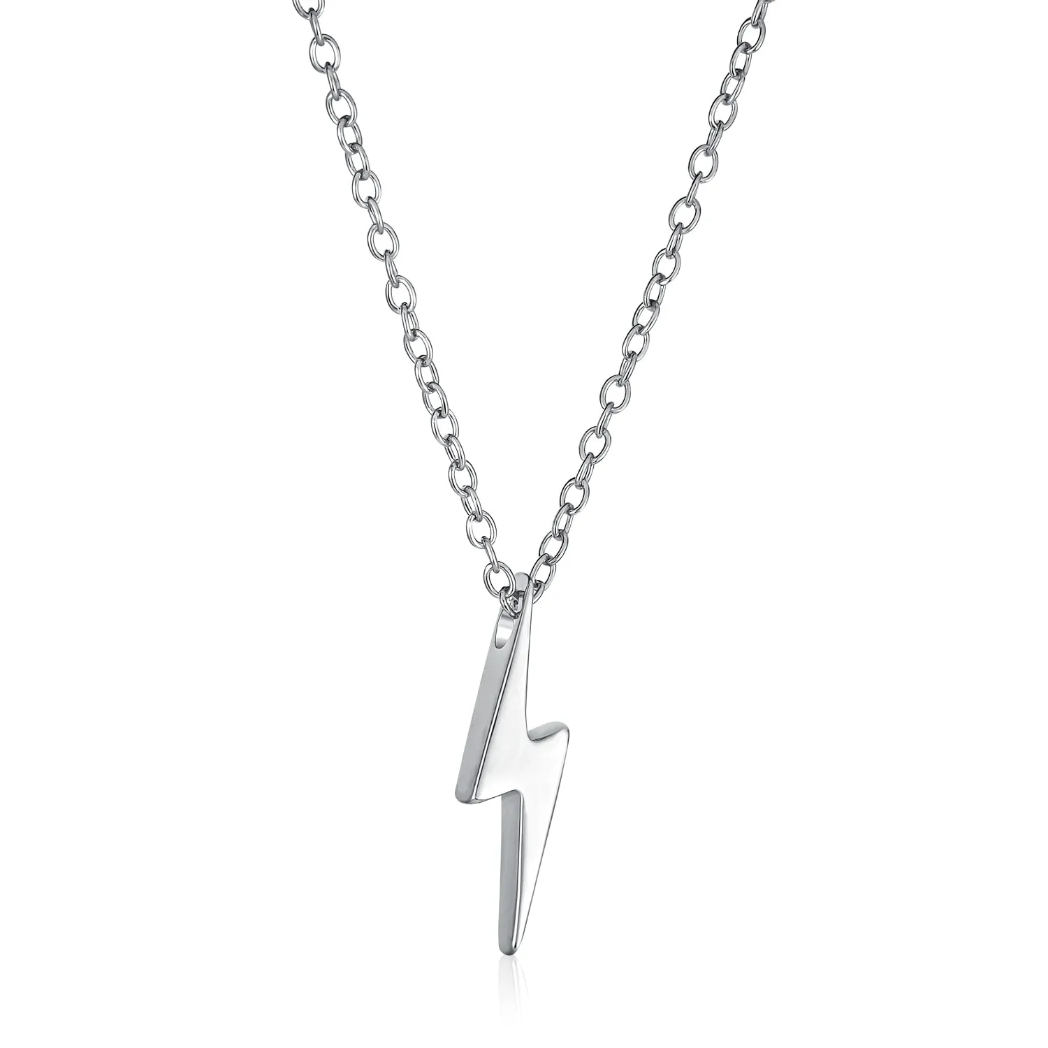 Minimalist Geometric Lightning Bolt Pendant Necklace with CZ in Gold Plated Silver