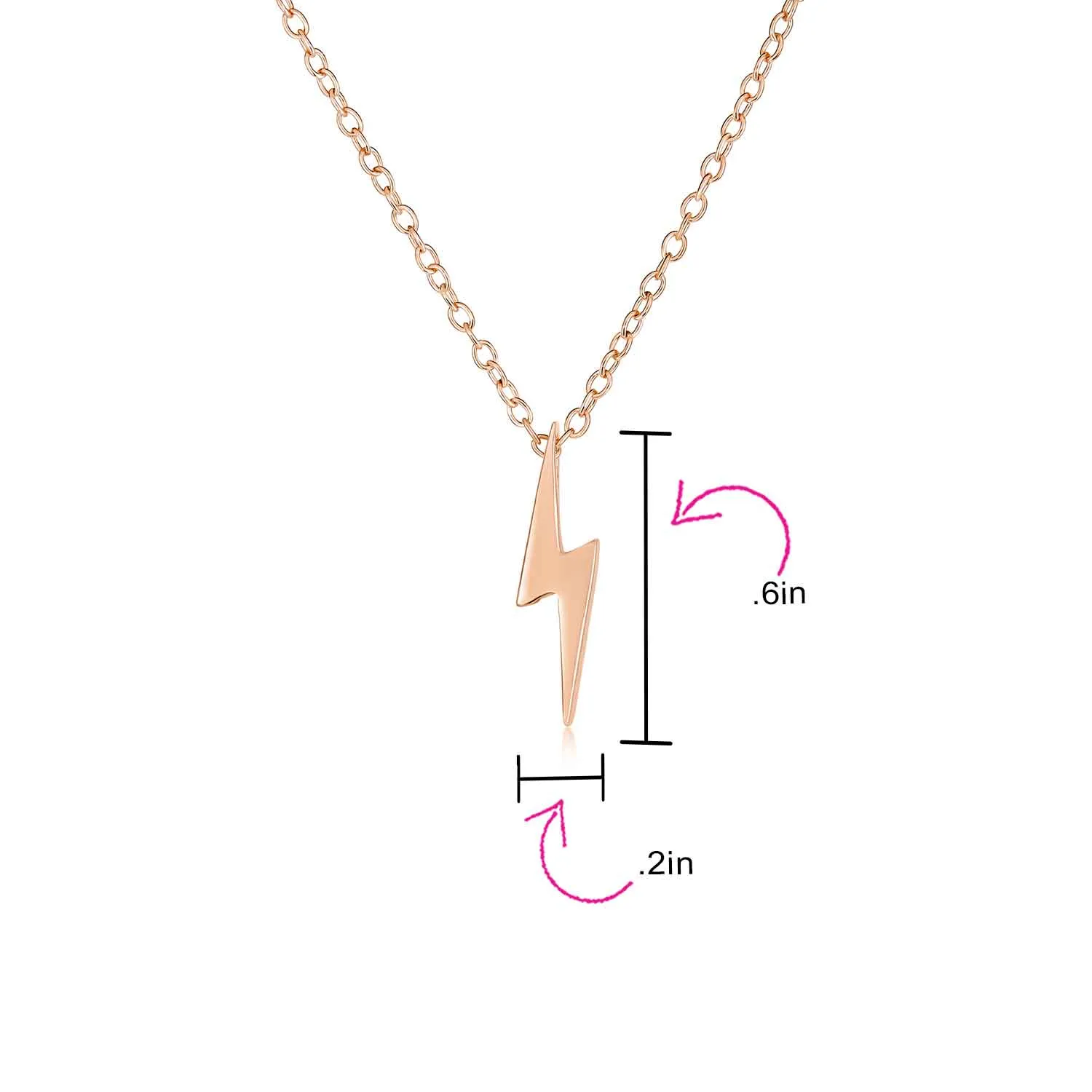 Minimalist Geometric Lightning Bolt Pendant Necklace with CZ in Gold Plated Silver