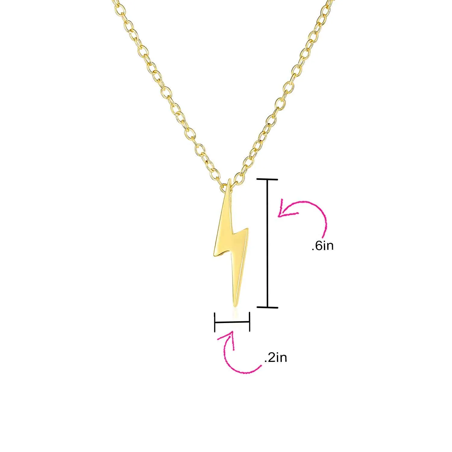 Minimalist Geometric Lightning Bolt Pendant Necklace with CZ in Gold Plated Silver
