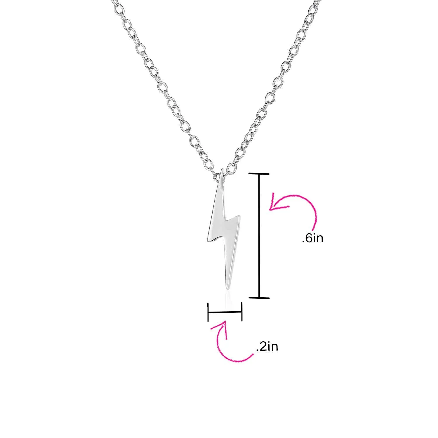 Minimalist Geometric Lightning Bolt Pendant Necklace with CZ in Gold Plated Silver