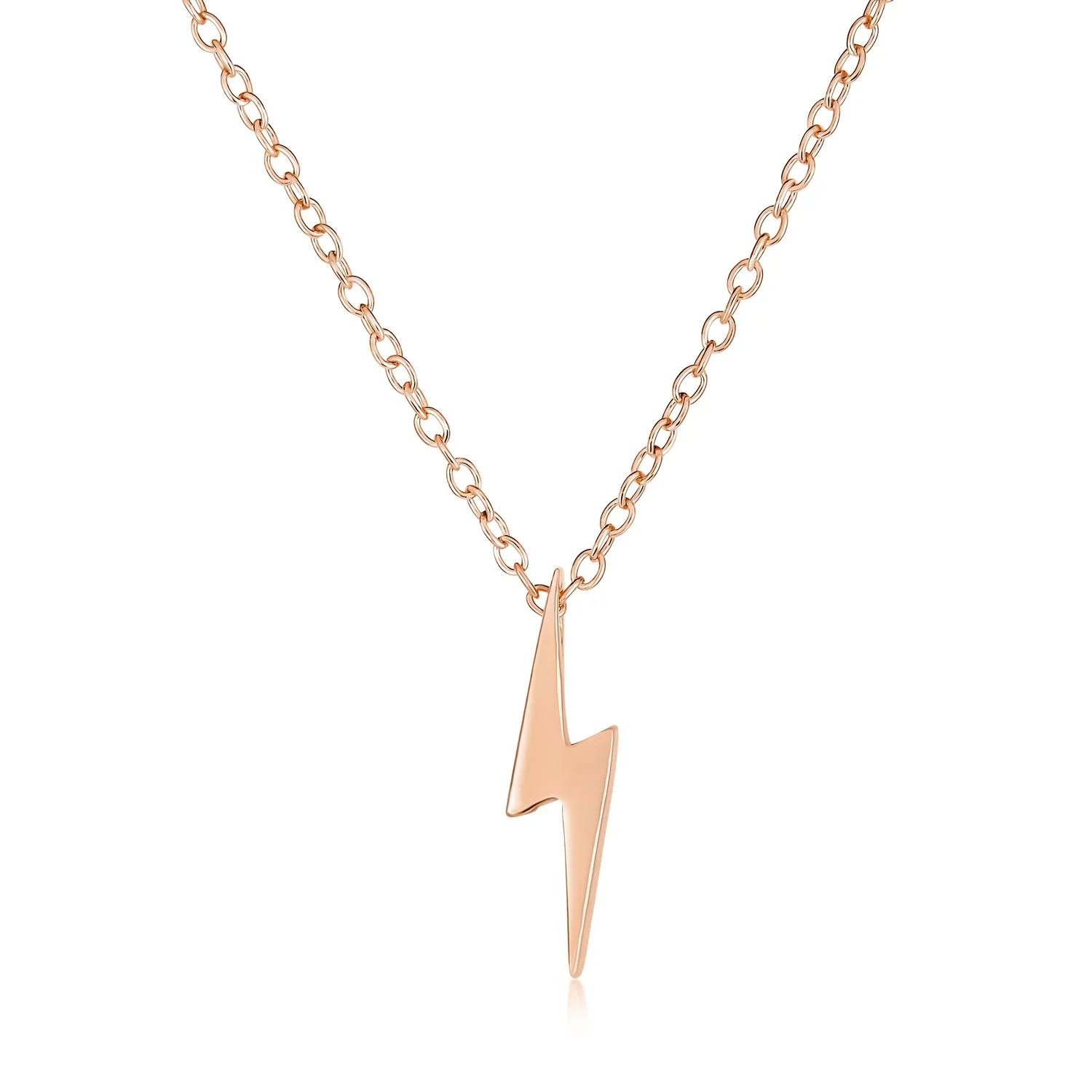 Minimalist Geometric Lightning Bolt Pendant Necklace with CZ in Gold Plated Silver