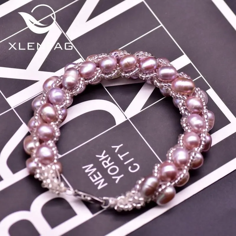 Minimalist Purple Pearl Rope Bracelet - Natural Freshwater Pearl Jewelry for Women