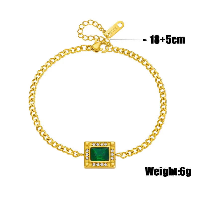 Minimalist Women Cube Titanium Steel Electroplating Bracelets