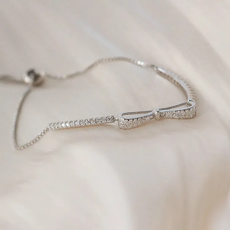 Minimalist Zircon Bejeweled Bowknot Bracelets