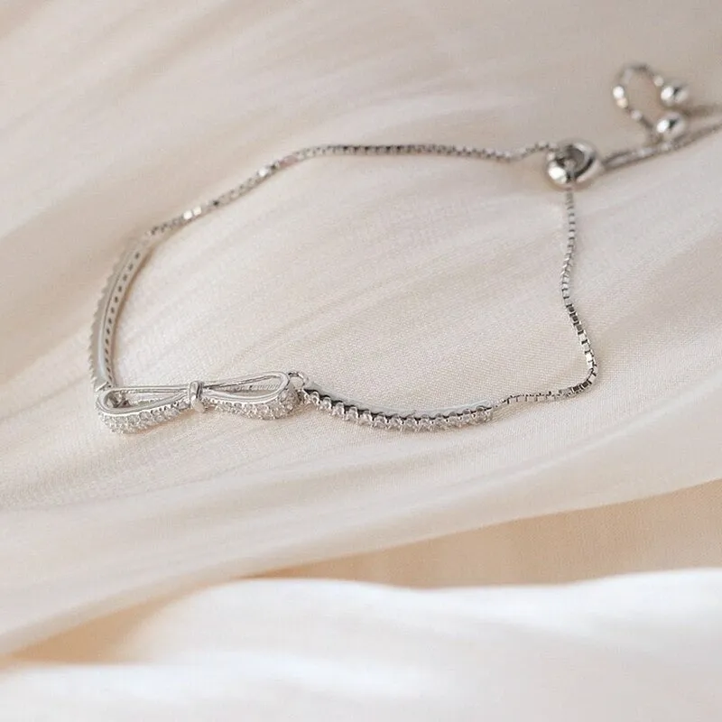 Minimalist Zircon Bejeweled Bowknot Bracelets