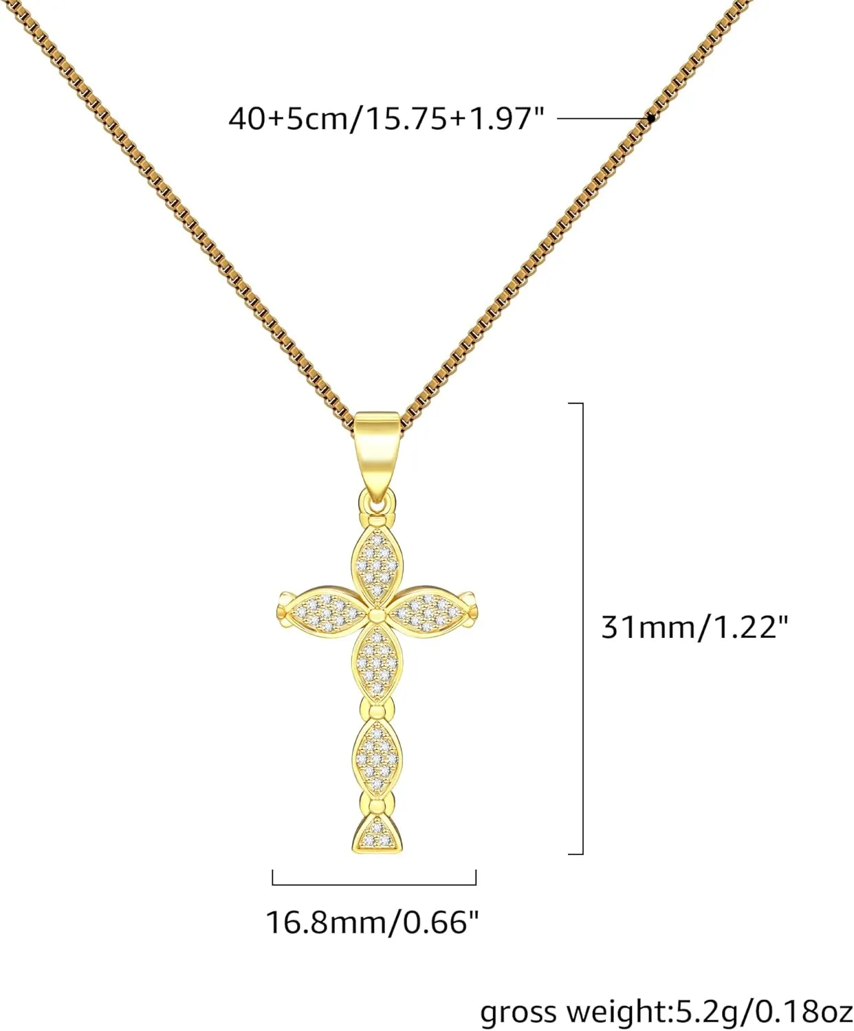 MISS RIGHT Cross Necklace, 18K Gold Silver Plated Cubic Zirconia Cross Necklace for Women | Cross Faith Pendant Necklaces Trendy Stainless Steel Minimalist Jewelry Gifts Gold Mens Cross Necklaces